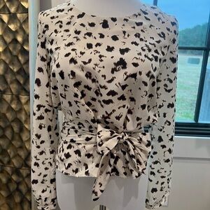 DREW Black and Cream Patterned Blouse